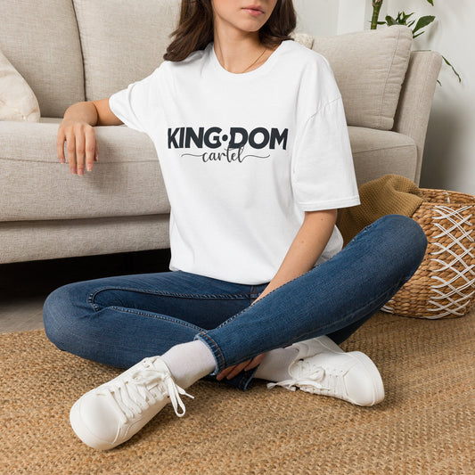 Black and White Kingdom Cartel T-Shirt — Bold Script Faith Graphic Tee