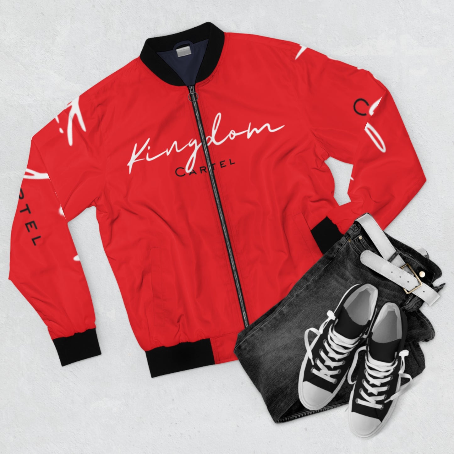 Men's Bomber Jacket - Kingdom Cartel Red Streetwear