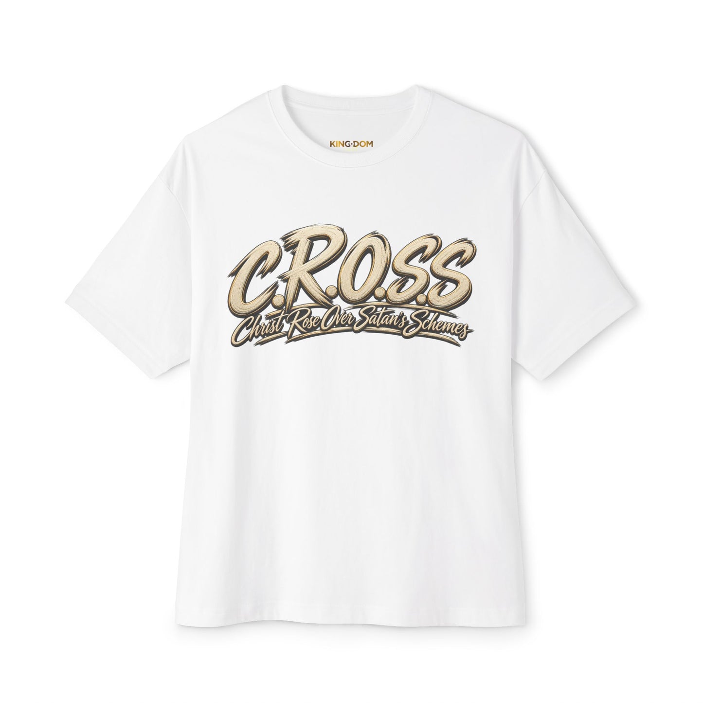 Oversized C.R.O.S.S Tee — Vintage Script Oversized Boxy Shirt