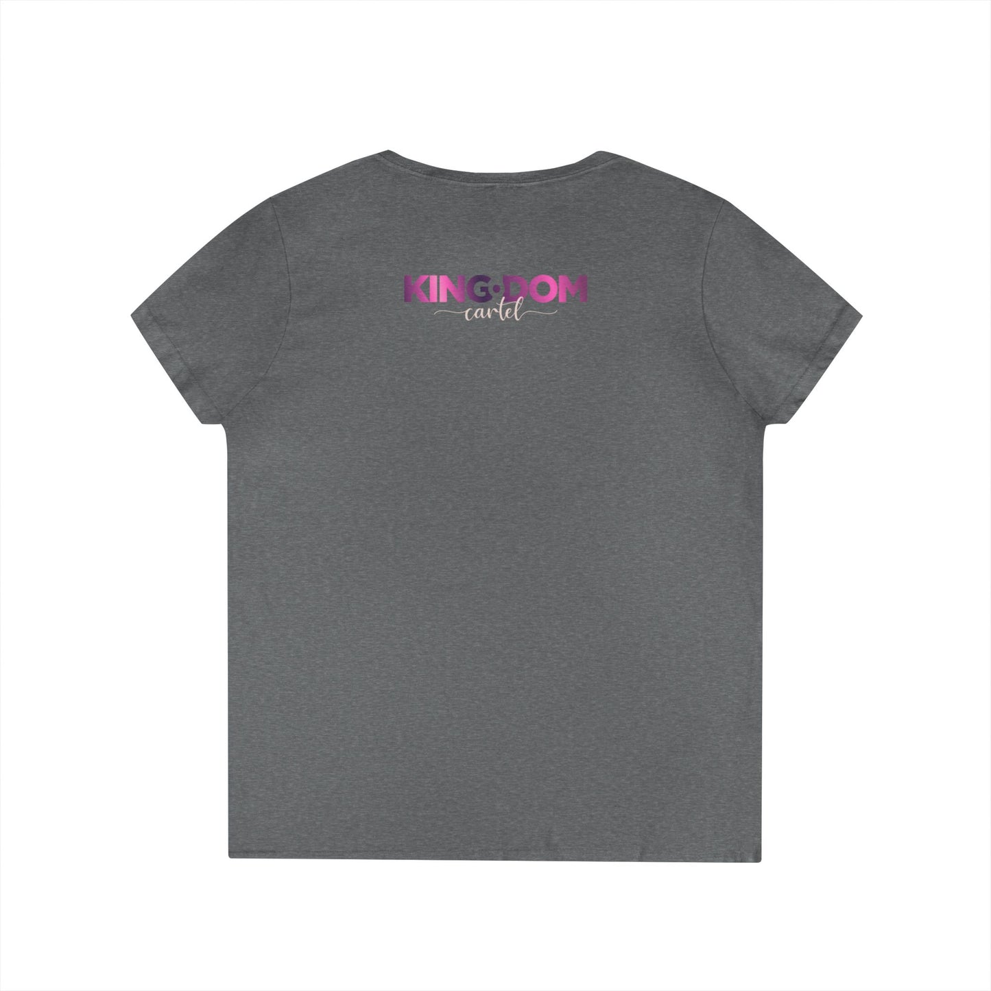 Ladies' V-Neck T-Shirt - 'KING:DOM' Graphic Tee for Empowerment, Comfortable Casual Wear, Gifts for Her, Statement Top, Birthday Present