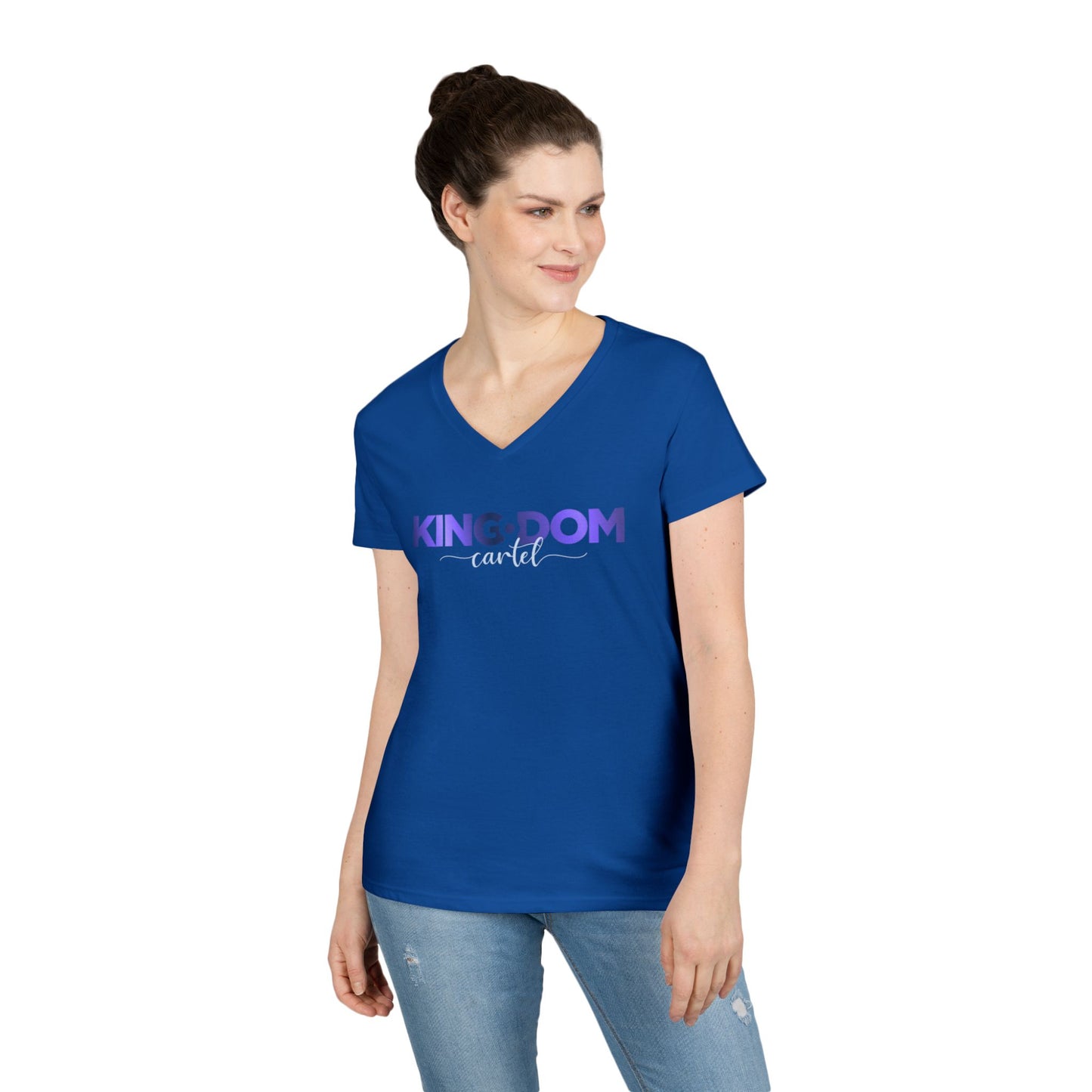 Kingdom V-Neck T-Shirt for Empowered Women, Casual Wear, Birthday Gift, Confidence Booster, Stylish Tee