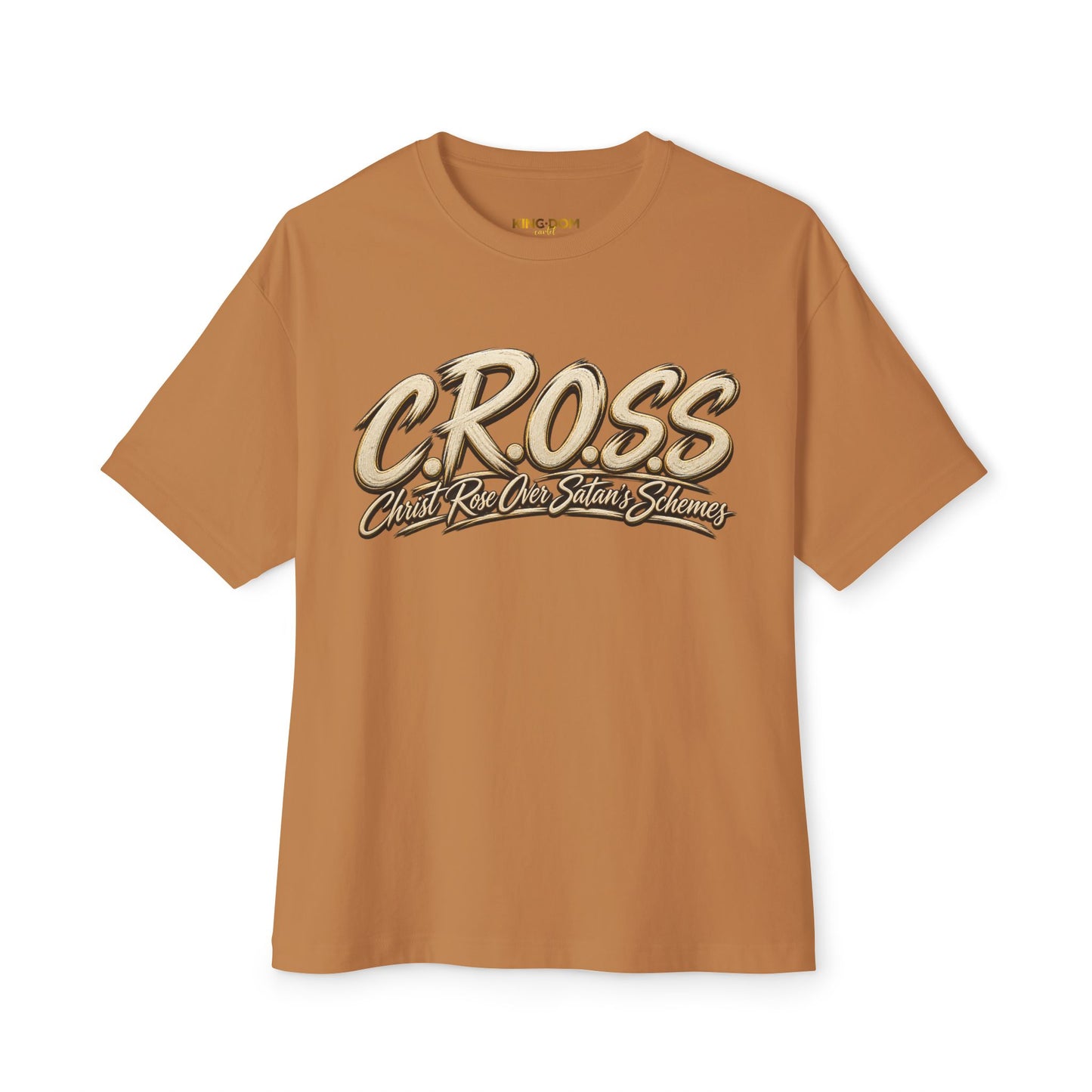 Oversized C.R.O.S.S Tee — Vintage Script Oversized Boxy Shirt