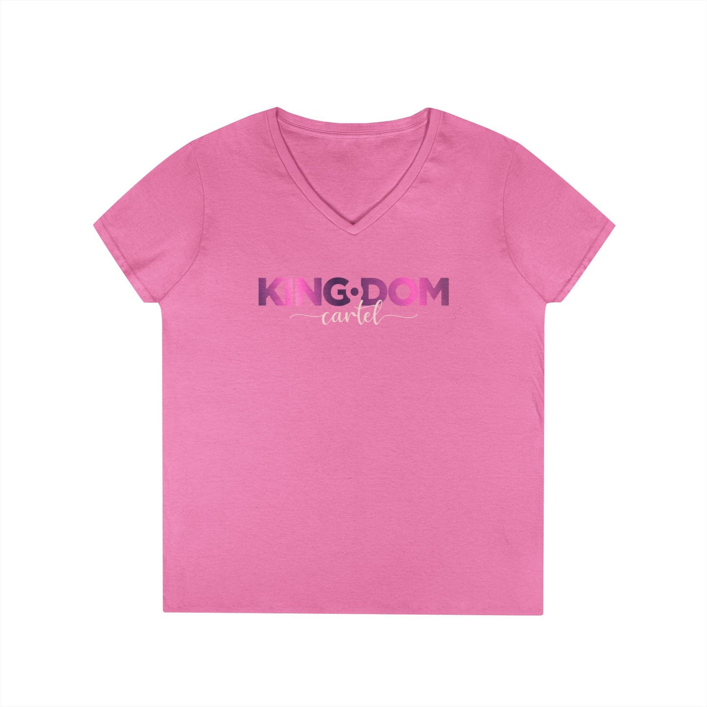 Ladies' V-Neck T-Shirt - 'KING:DOM' Graphic Tee for Empowerment, Comfortable Casual Wear, Gifts for Her, Statement Top, Birthday Present
