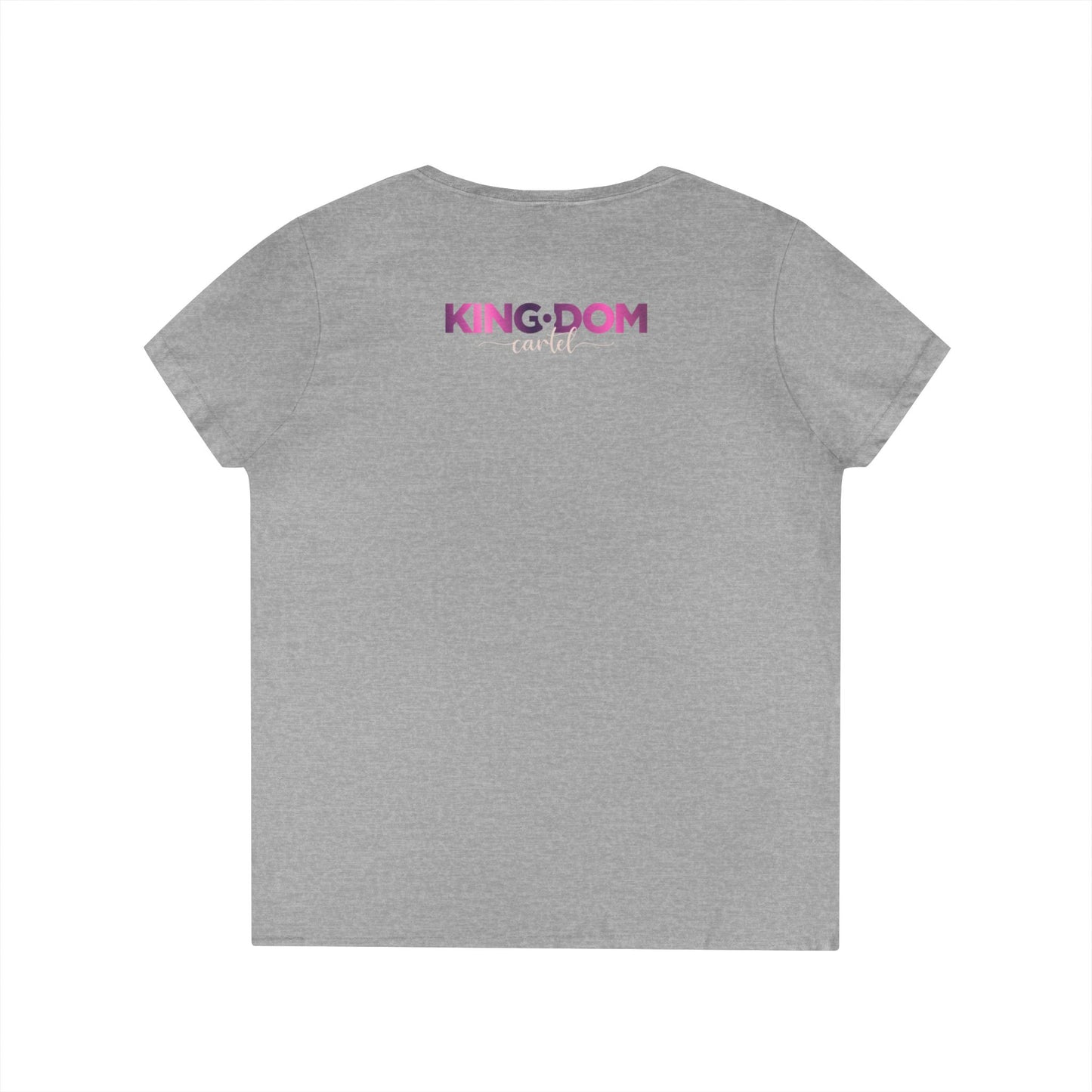 Ladies' V-Neck T-Shirt - 'KING:DOM' Graphic Tee for Empowerment, Comfortable Casual Wear, Gifts for Her, Statement Top, Birthday Present