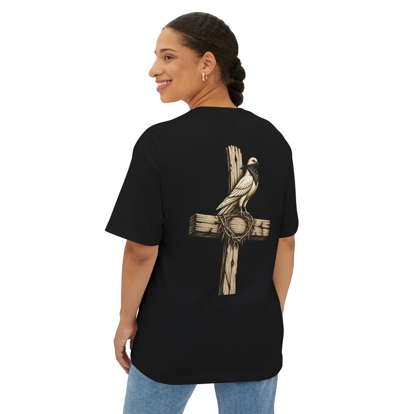 Oversized C.R.O.S.S Tee — Vintage Script Oversized Boxy Shirt