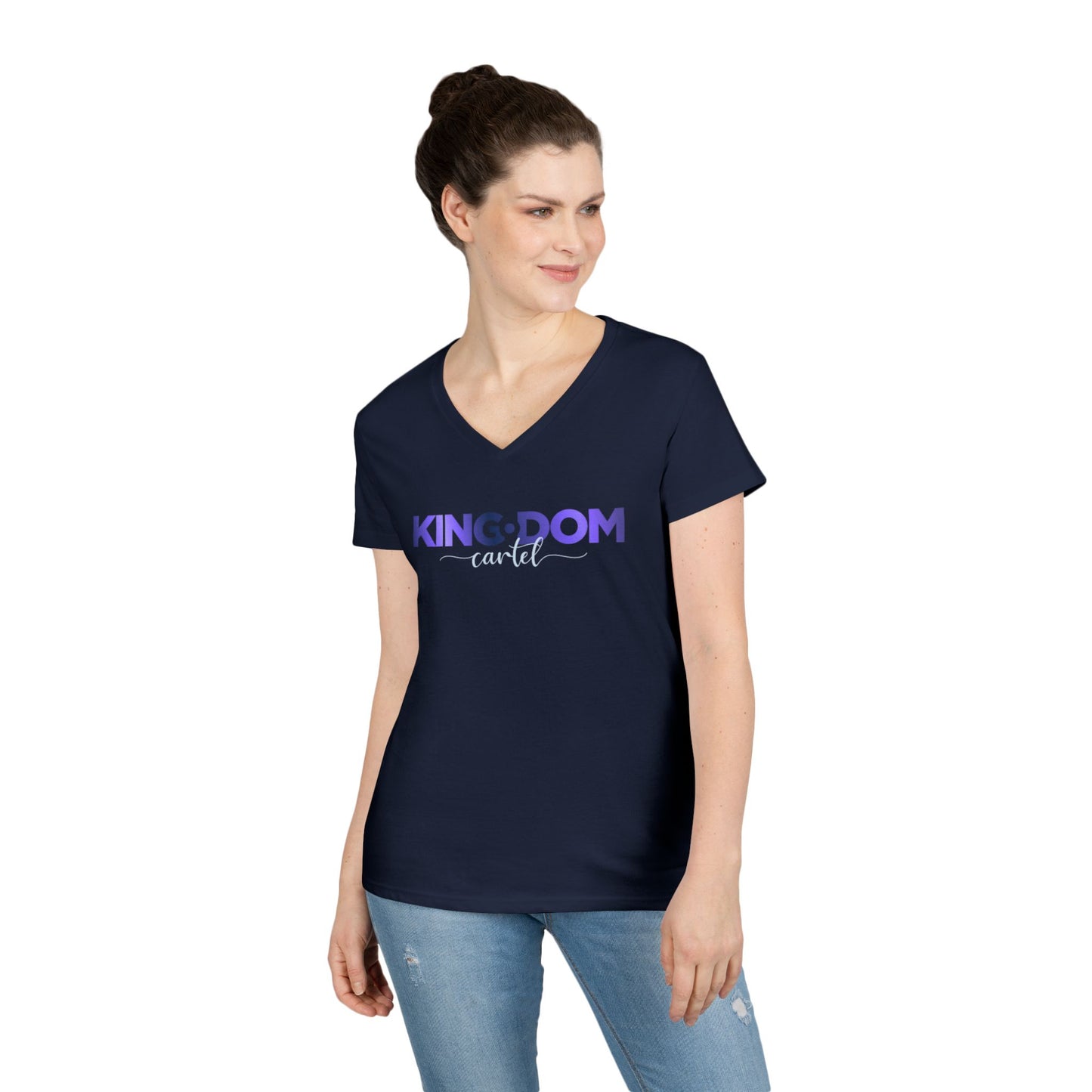 Kingdom V-Neck T-Shirt for Empowered Women, Casual Wear, Birthday Gift, Confidence Booster, Stylish Tee