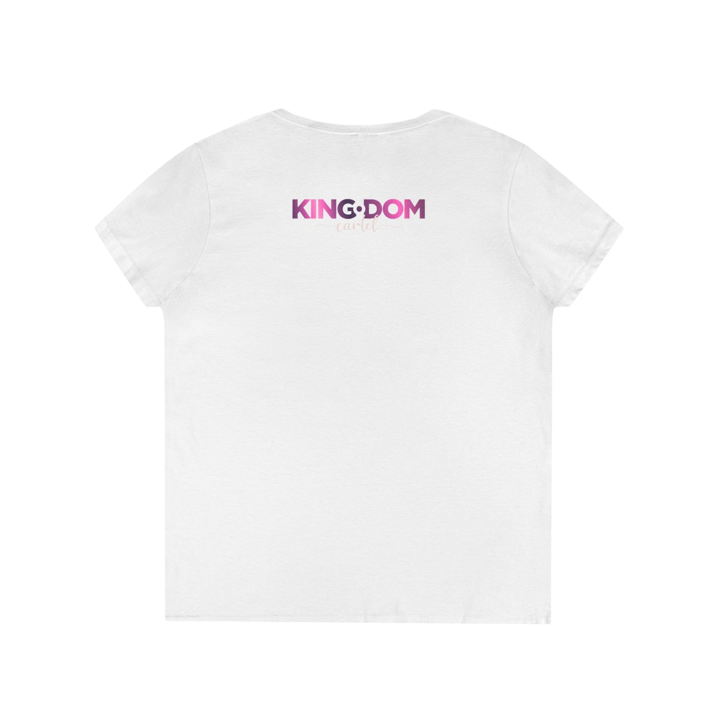 Ladies' V-Neck T-Shirt - 'KING:DOM' Graphic Tee for Empowerment, Comfortable Casual Wear, Gifts for Her, Statement Top, Birthday Present