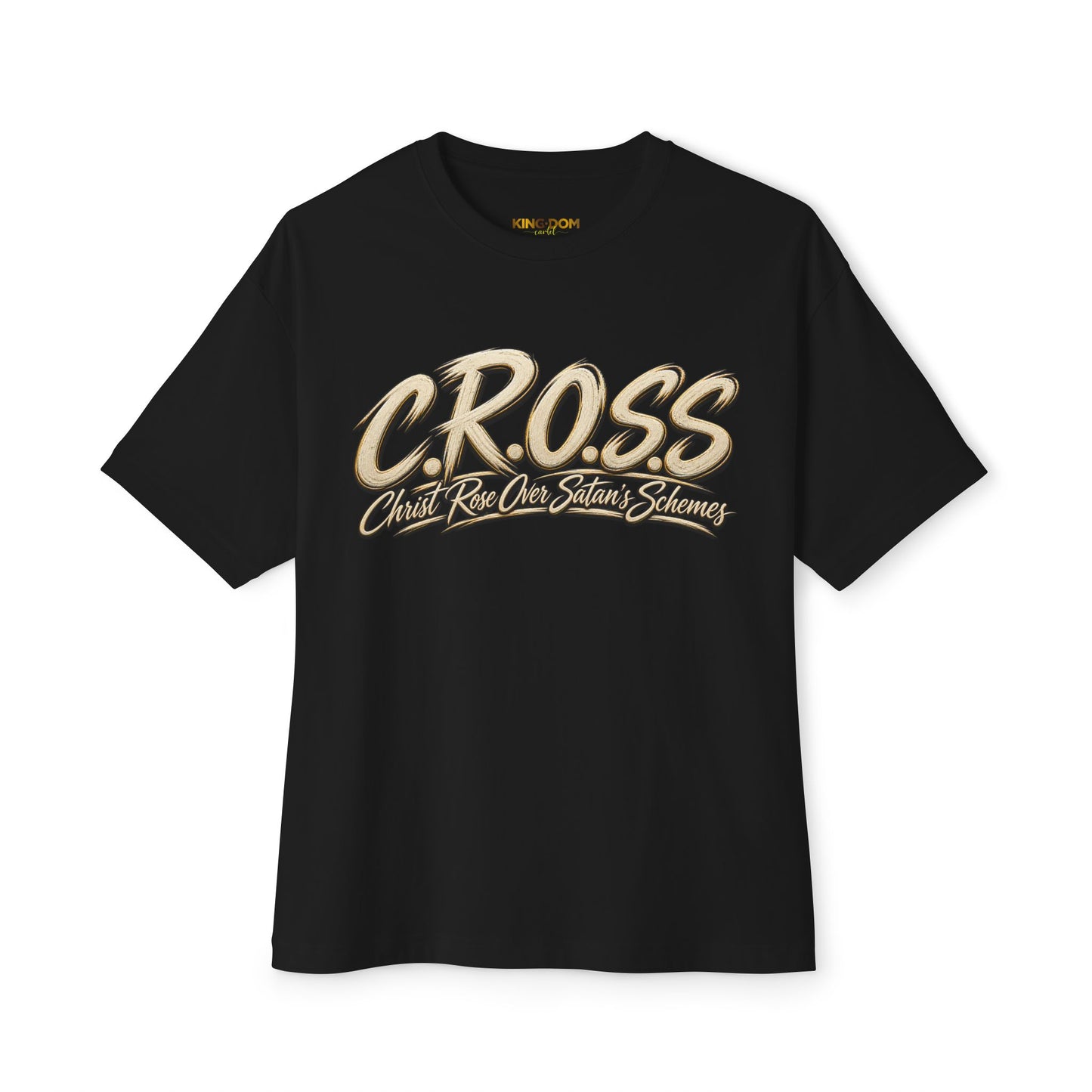 Oversized C.R.O.S.S Tee — Vintage Script Oversized Boxy Shirt