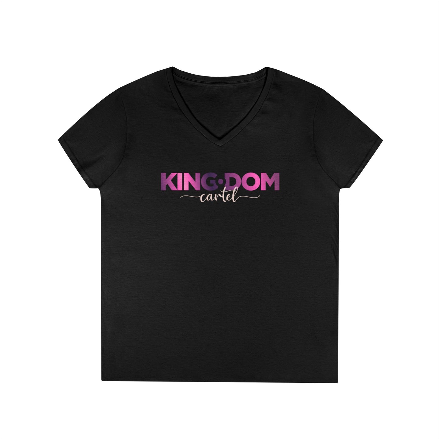 Ladies' V-Neck T-Shirt - 'KING:DOM' Graphic Tee for Empowerment, Comfortable Casual Wear, Gifts for Her, Statement Top, Birthday Present