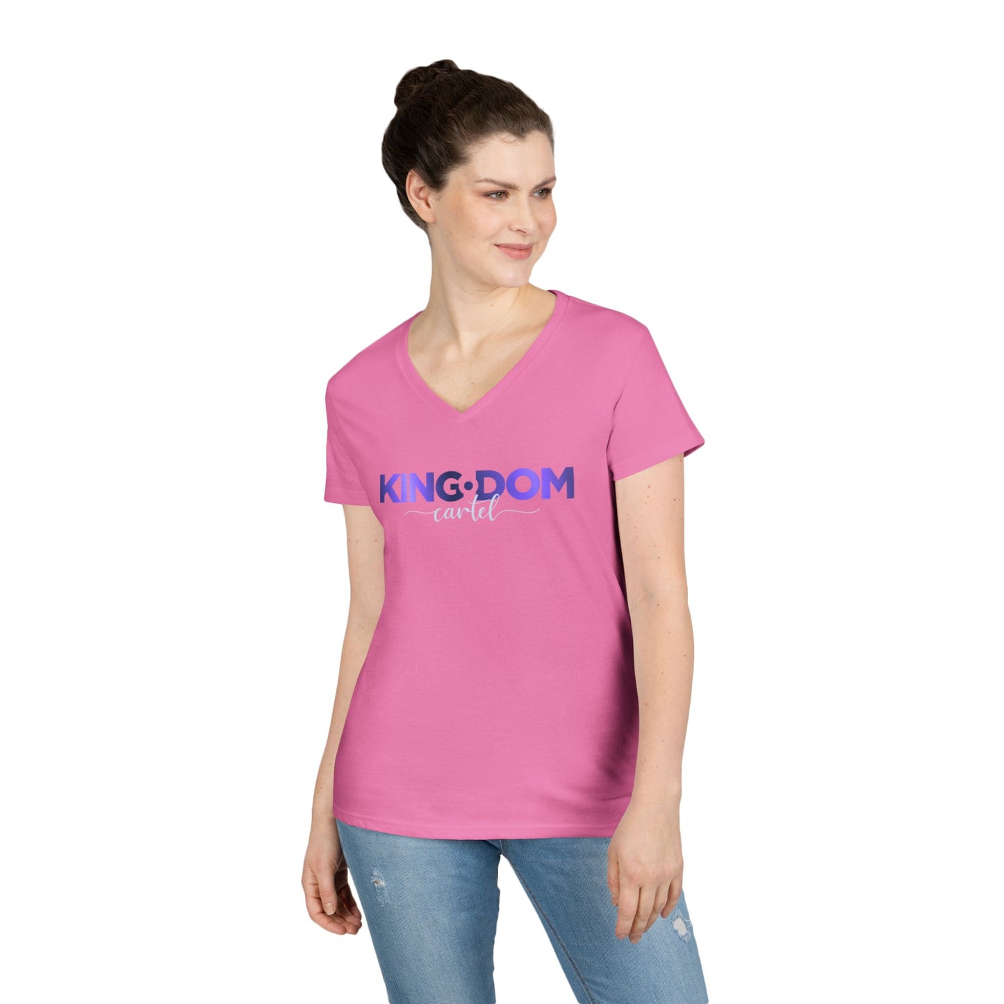 Kingdom V-Neck T-Shirt for Empowered Women, Casual Wear, Birthday Gift, Confidence Booster, Stylish Tee