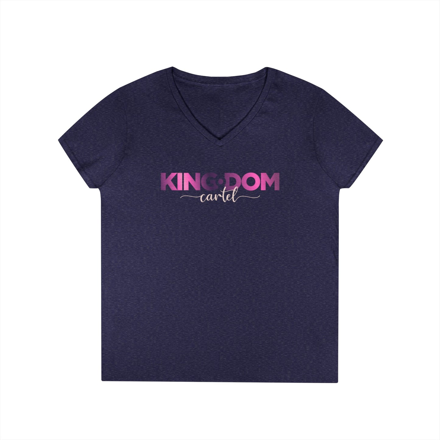 Ladies' V-Neck T-Shirt - 'KING:DOM' Graphic Tee for Empowerment, Comfortable Casual Wear, Gifts for Her, Statement Top, Birthday Present