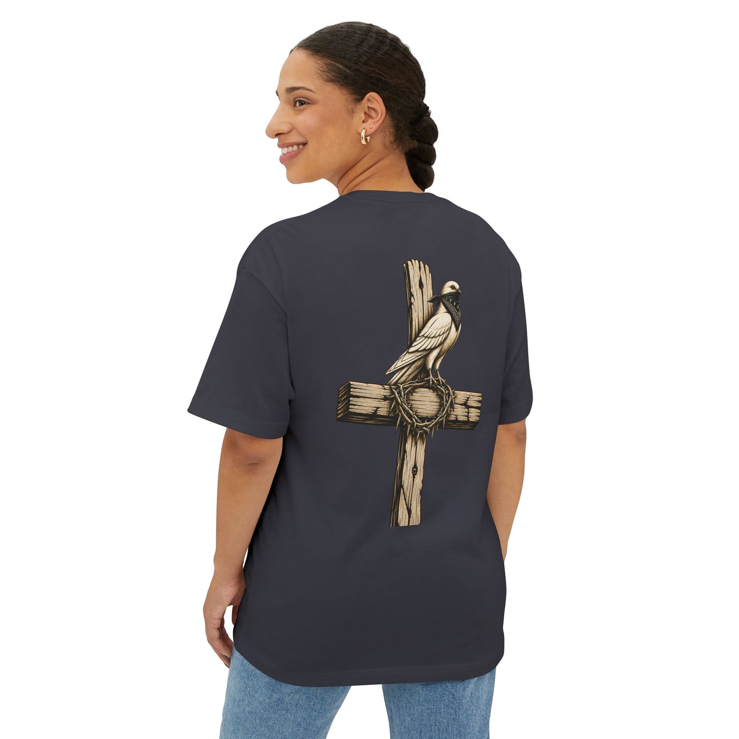 Oversized C.R.O.S.S Tee — Vintage Script Oversized Boxy Shirt