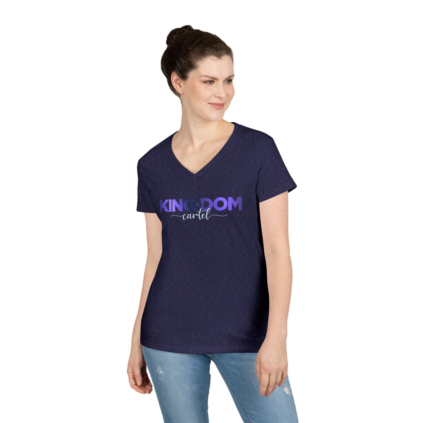 Kingdom V-Neck T-Shirt for Empowered Women, Casual Wear, Birthday Gift, Confidence Booster, Stylish Tee