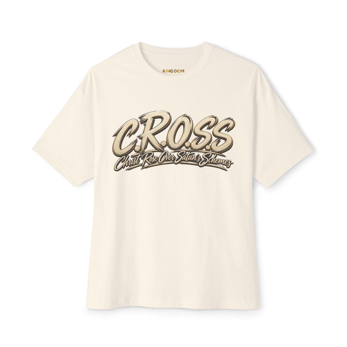 Oversized C.R.O.S.S Tee — Vintage Script Oversized Boxy Shirt