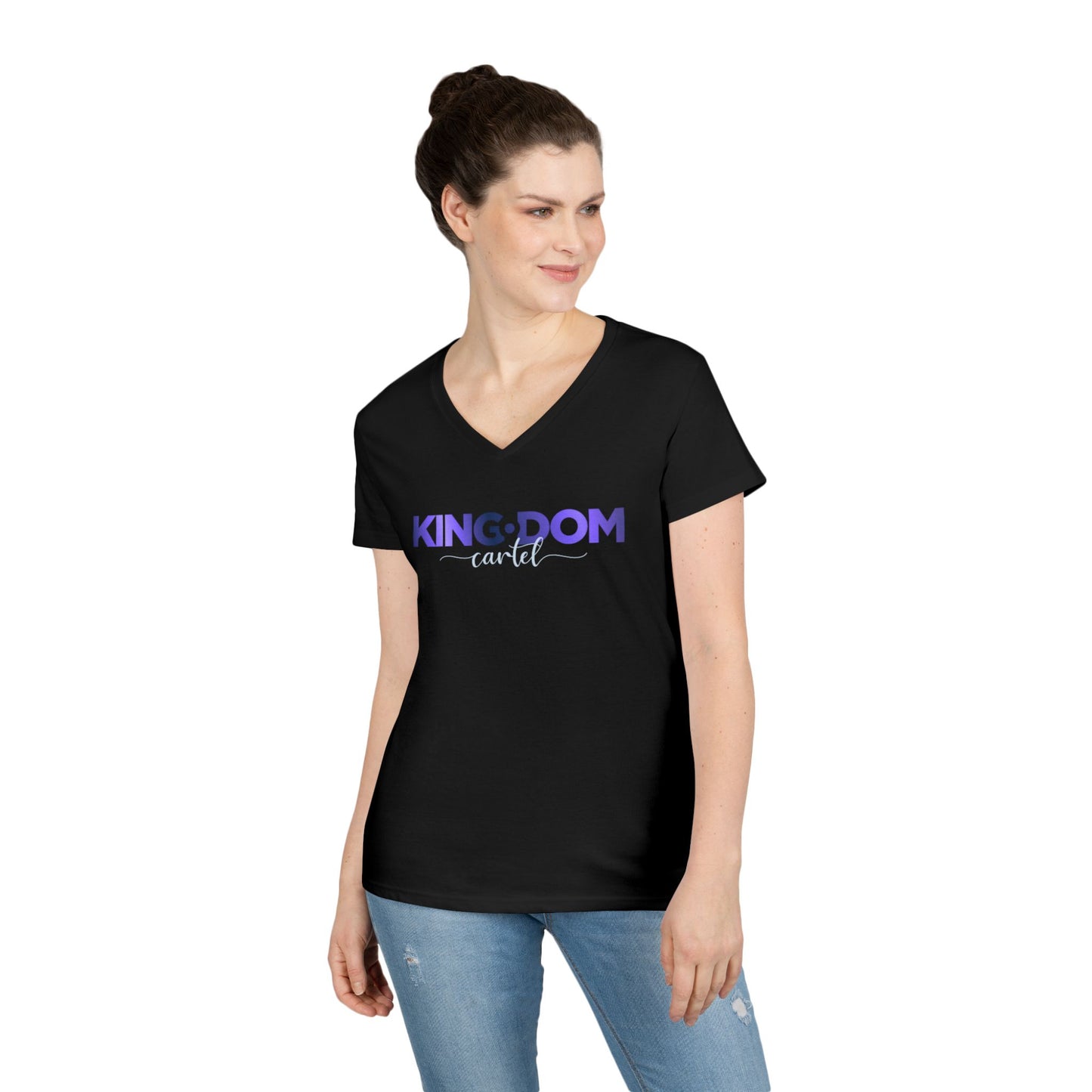 Kingdom V-Neck T-Shirt for Empowered Women, Casual Wear, Birthday Gift, Confidence Booster, Stylish Tee