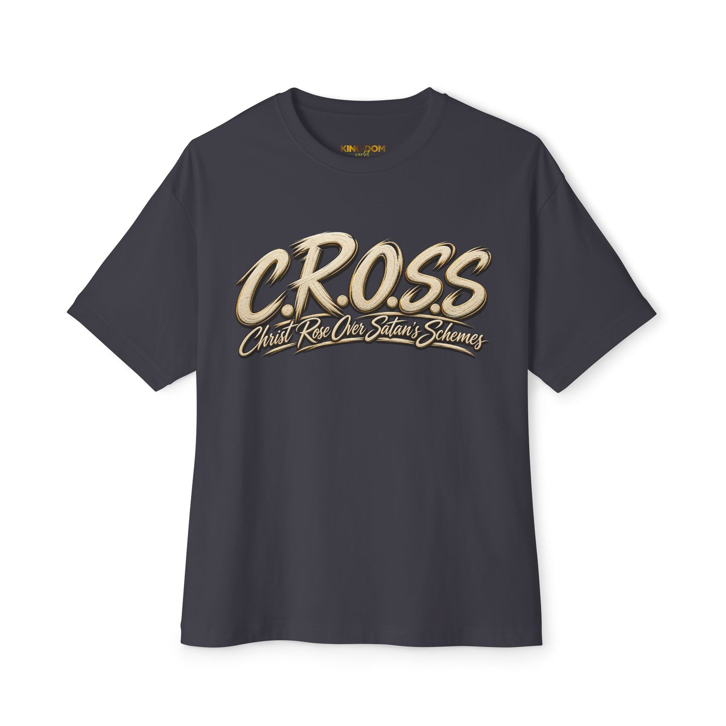 Oversized C.R.O.S.S Tee — Vintage Script Oversized Boxy Shirt