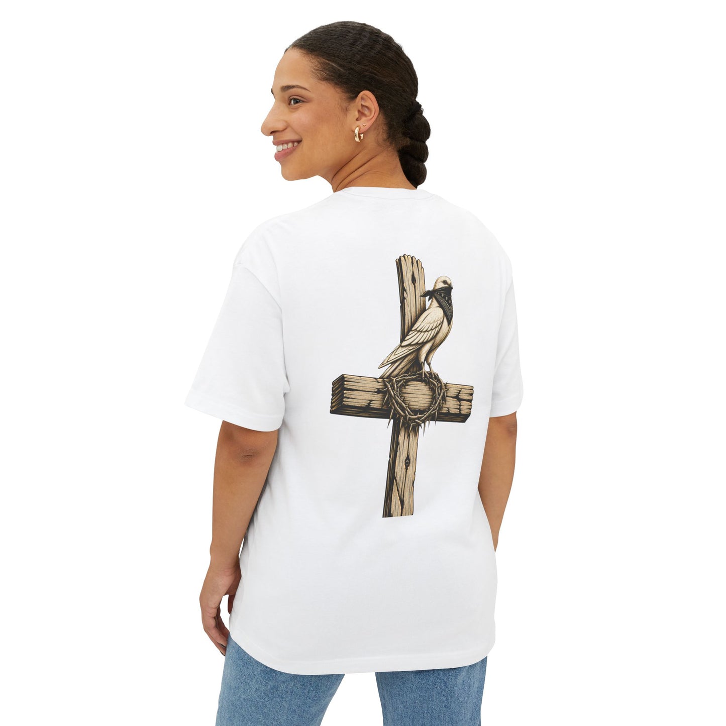 Oversized C.R.O.S.S Tee — Vintage Script Oversized Boxy Shirt