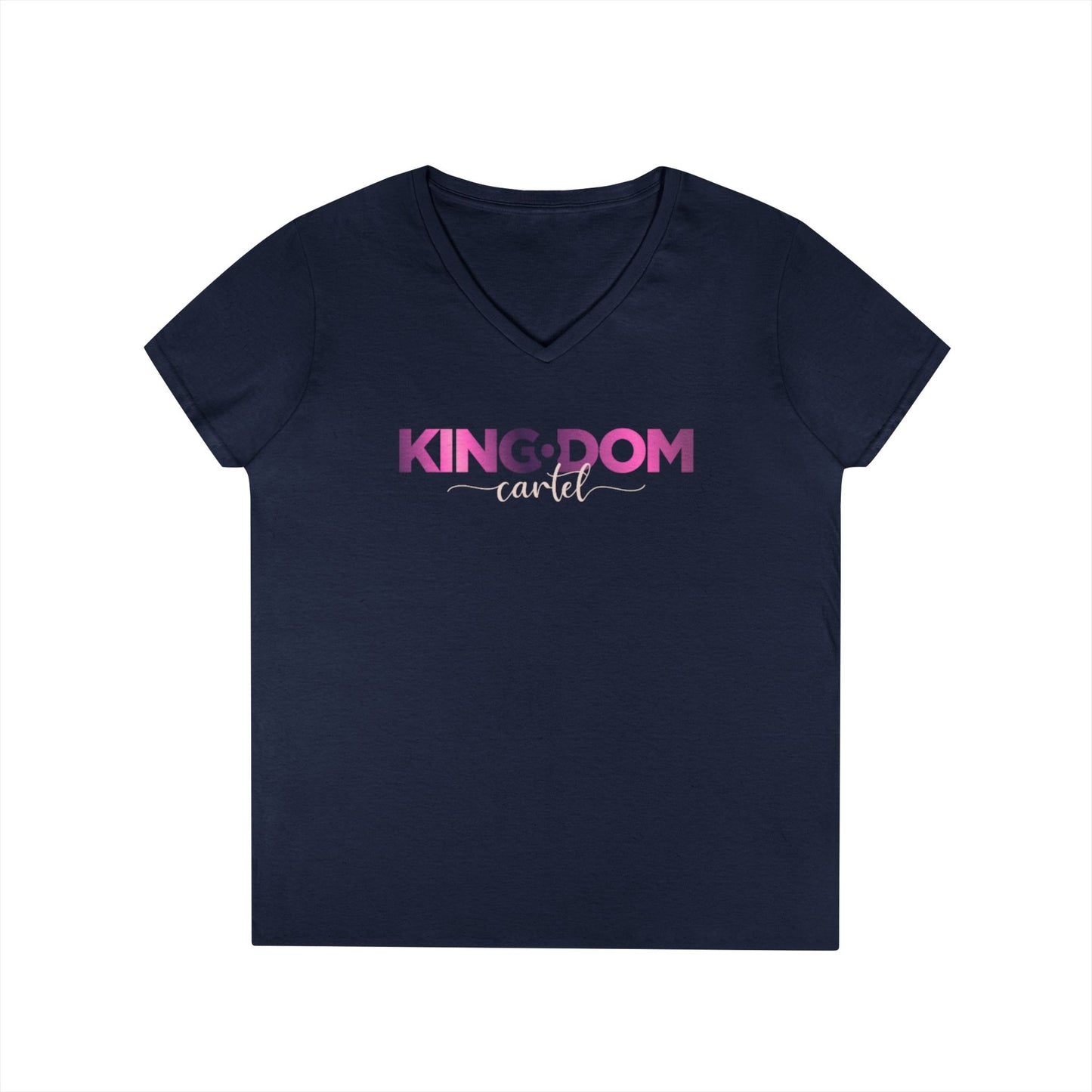 Ladies' V-Neck T-Shirt - 'KING:DOM' Graphic Tee for Empowerment, Comfortable Casual Wear, Gifts for Her, Statement Top, Birthday Present