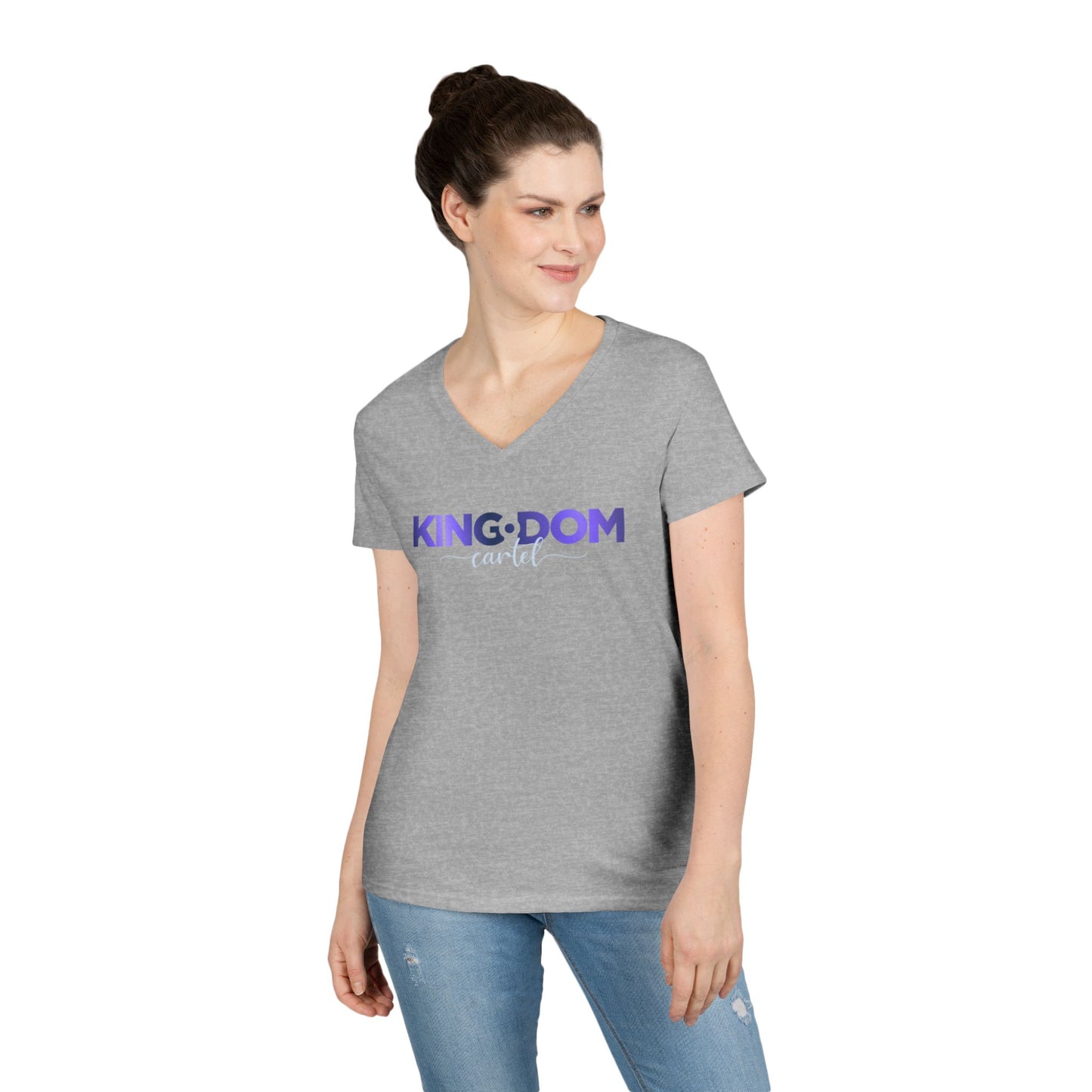 Kingdom V-Neck T-Shirt for Empowered Women, Casual Wear, Birthday Gift, Confidence Booster, Stylish Tee