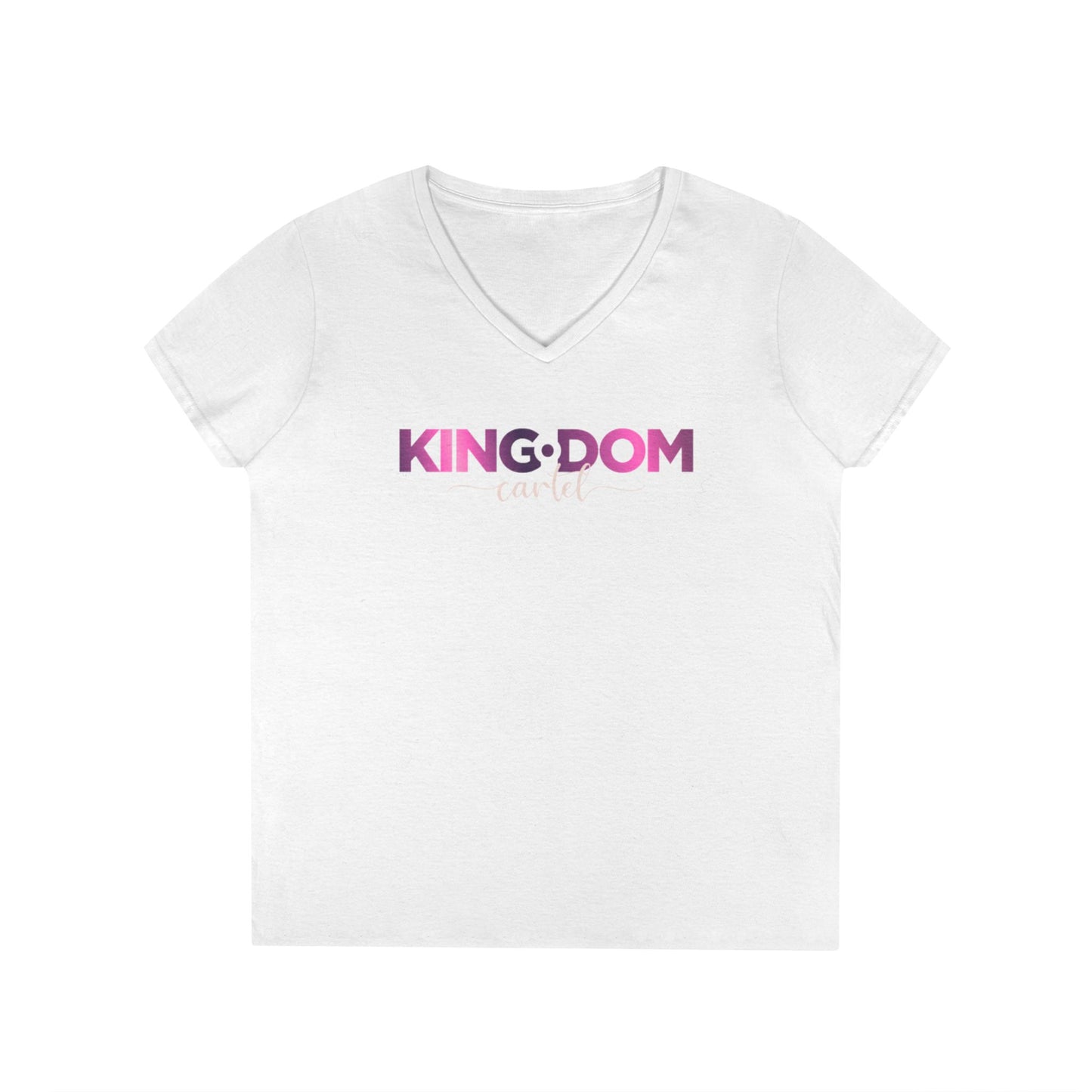 Ladies' V-Neck T-Shirt - 'KING:DOM' Graphic Tee for Empowerment, Comfortable Casual Wear, Gifts for Her, Statement Top, Birthday Present