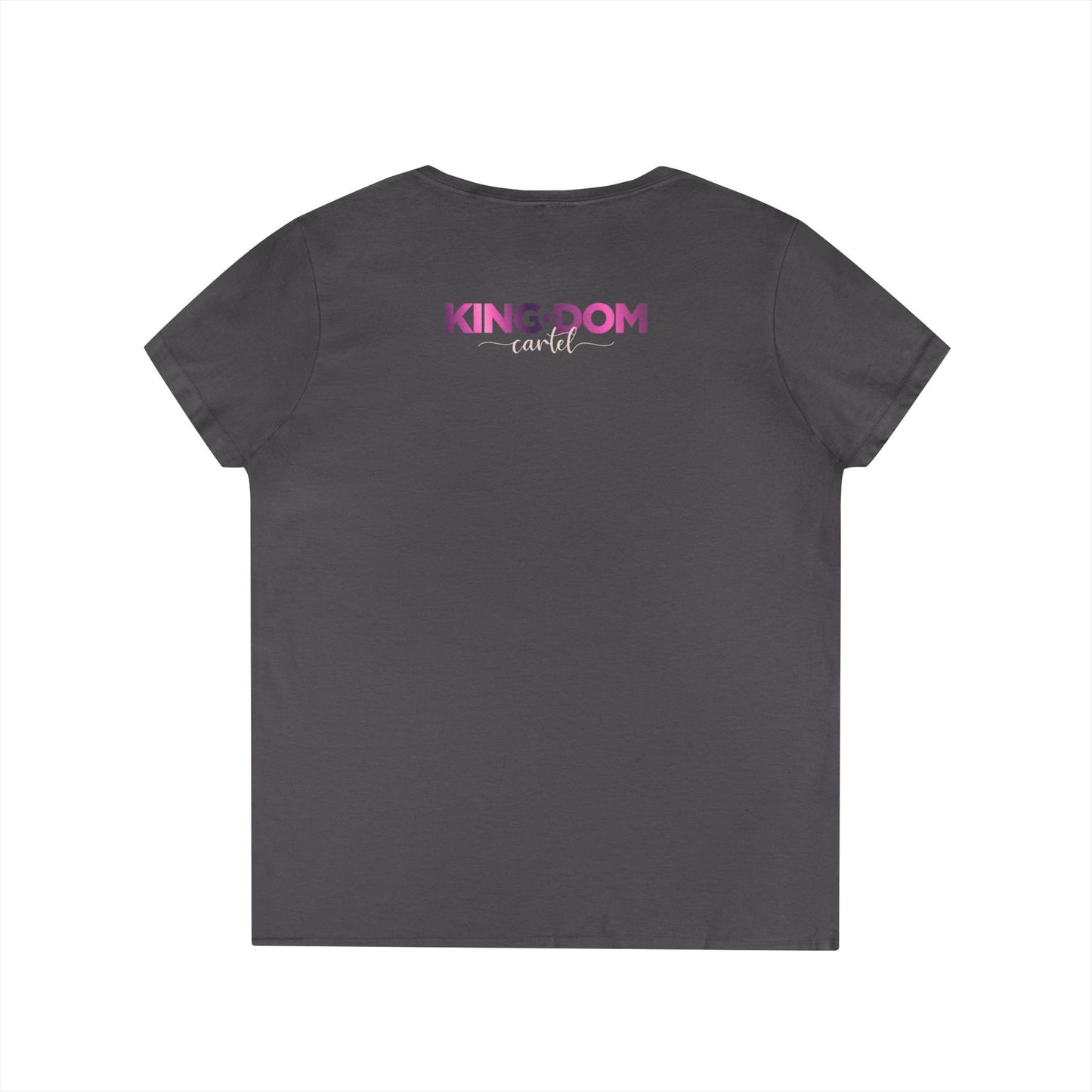 Ladies' V-Neck T-Shirt - 'KING:DOM' Graphic Tee for Empowerment, Comfortable Casual Wear, Gifts for Her, Statement Top, Birthday Present