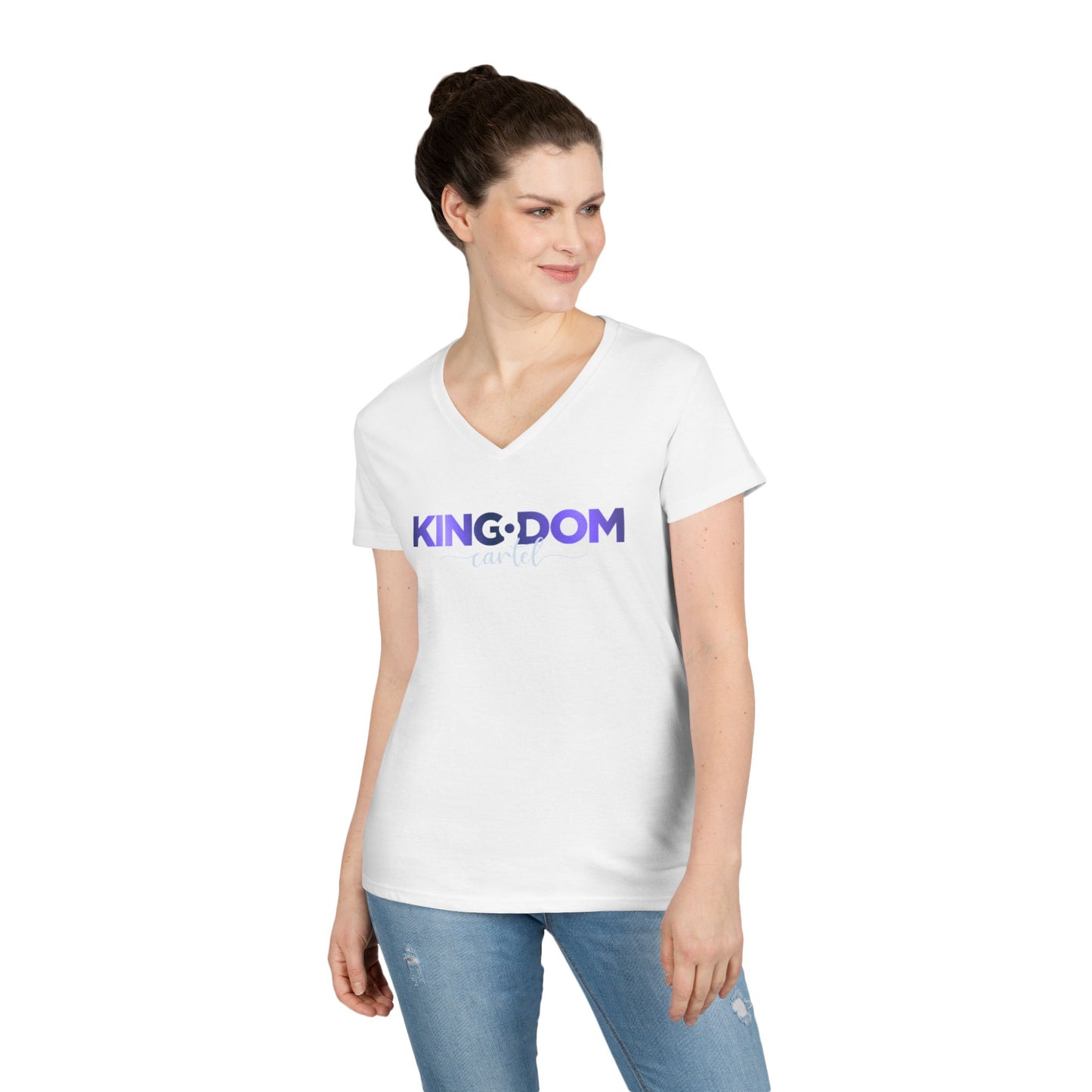 Kingdom V-Neck T-Shirt for Empowered Women, Casual Wear, Birthday Gift, Confidence Booster, Stylish Tee