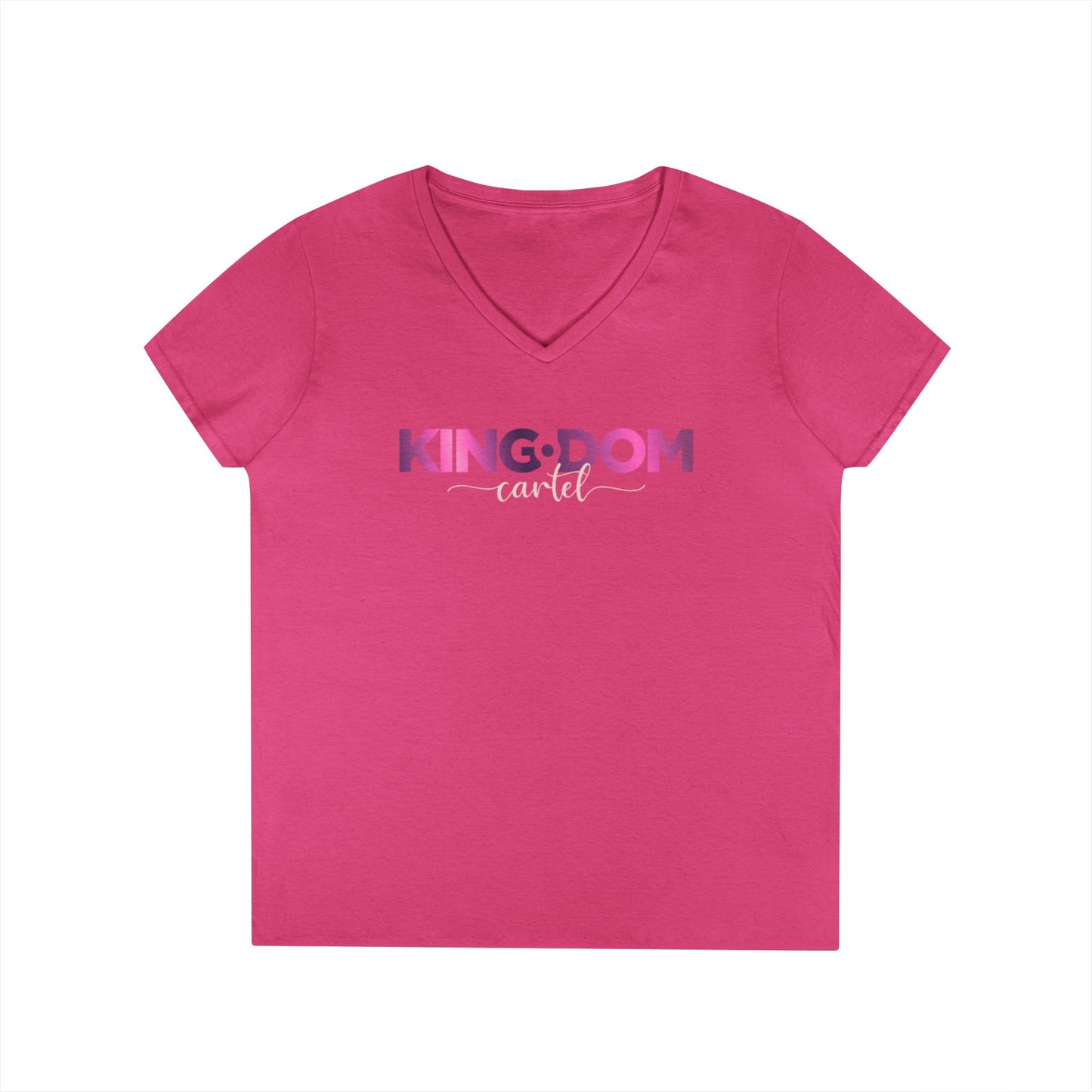 Ladies' V-Neck T-Shirt - 'KING:DOM' Graphic Tee for Empowerment, Comfortable Casual Wear, Gifts for Her, Statement Top, Birthday Present